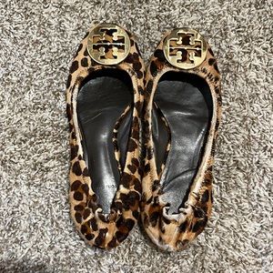 Tory Burch leopard calf hair flats